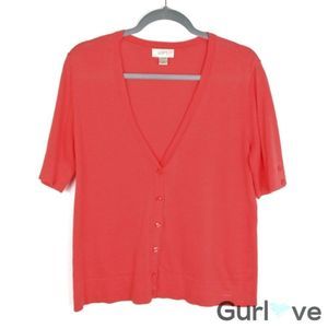 Ann Taylor LOFT Size M Coral Button Cardigan